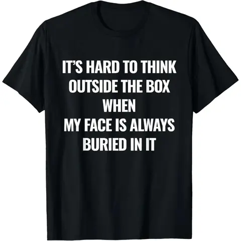 Men's 25% Cotton Casual Short-Sleeve Relaxed Fit Breathable T-Shirt - "It’s Hard to Think Outside The Box When My Face is Always" Graphic Tee