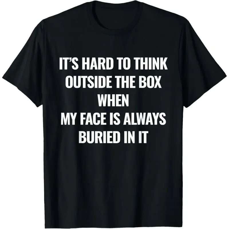 Men's 25% Cotton Casual Short-Sleeve Relaxed Fit Breathable T-Shirt - "It’s Hard to Think Outside The Box When My Face is Always" Graphic Tee