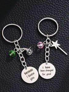 2pc Wicked Witch Inspired Stainless Steel Keychain Set Witch Hat Magic Wand Pendant Friendship matching Keychain Jewelry Gift Stylish Keychain Keychain Bag Pendant