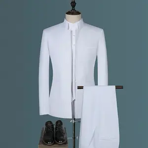 affordable suits 2025 Men's Suit Dress Business Casual Standing Collar Single Western n Version Zhongshan Suit Set