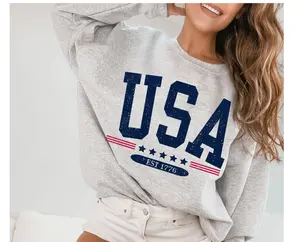 USA est 1776 sweatshirt , Faded Vintage Style Aesthetic USA Crewneck Trendy Varsity Style America Crewneck July 4th memorial day patriotic - LORA ATCHER