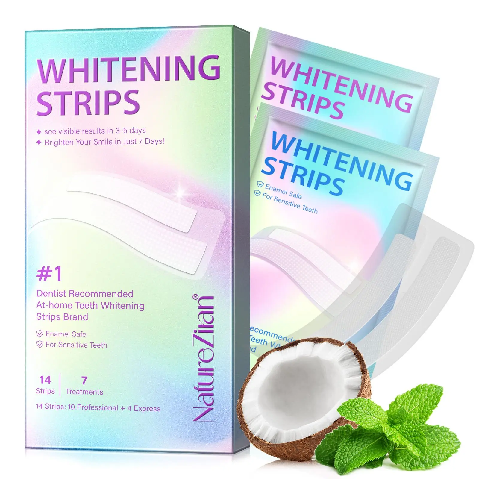 Teeth Strips, 14 Strips/box Teeth Brightening Strips, Whitening Teeth Strips, Freshens Breath, Ideal for Teeth Stains and Yellowing, Oral Care Product for Women & Men