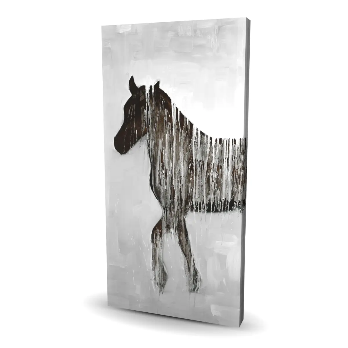360 Stand Abstract Western Gamboling Horse Artwork Print, 24x48 in., Modern Western Home Decor for Bedroom Wall Display, Modern Home Decor, 24" X 48", Abstract Western Horse, Earthy Tones