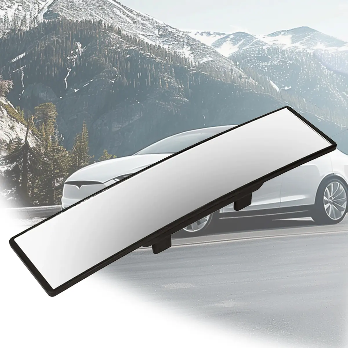 lip On Panoramic Rearview Mirror - HD Clear Convex Anti-Glare Wide Angle, Universal for Car, SUV, Truck & Van
