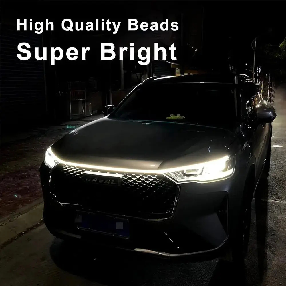 12V LED Engine Hood Light Strip, Car Start Scan Lamp, Daytime Running Light Strip, Truck Pickup Modification Atmosphere Light, Soft Light Strip, Led Car Ambient Light, Led Car Lights