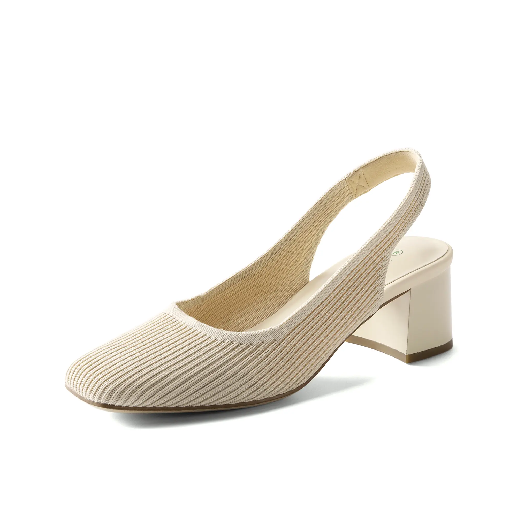 Dream Pairs Women's Elegant Knit Slingback Heels, Comfortable Square-Toe Block Heel, Lightweight Footwear for Work or Party, Classy, Design, High Heels, Minimalist