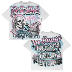 Y2K "In vest your future " Printed Tshirt, Y2k Tops 2025 T shirt Casual Cotton Crewneck summer