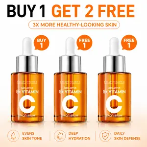 【BUY 1 GET 2 FREE】5X Vitamin C Face Serum, 5 in 1 Active VC+,Skincare for Brightening, Moisturizing, Pore Care-Hydration & Nourishing Facial Essence, Gift for Women (30ml) Dropper-New Year Gift