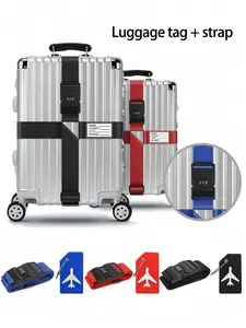 2pcs/Set Adjustable Luggage Straps With Password Lock, Anti-Lost Anti-Theft Packing Belts, Travel Accessory Adjustable Length Lock, Traveling Essentials