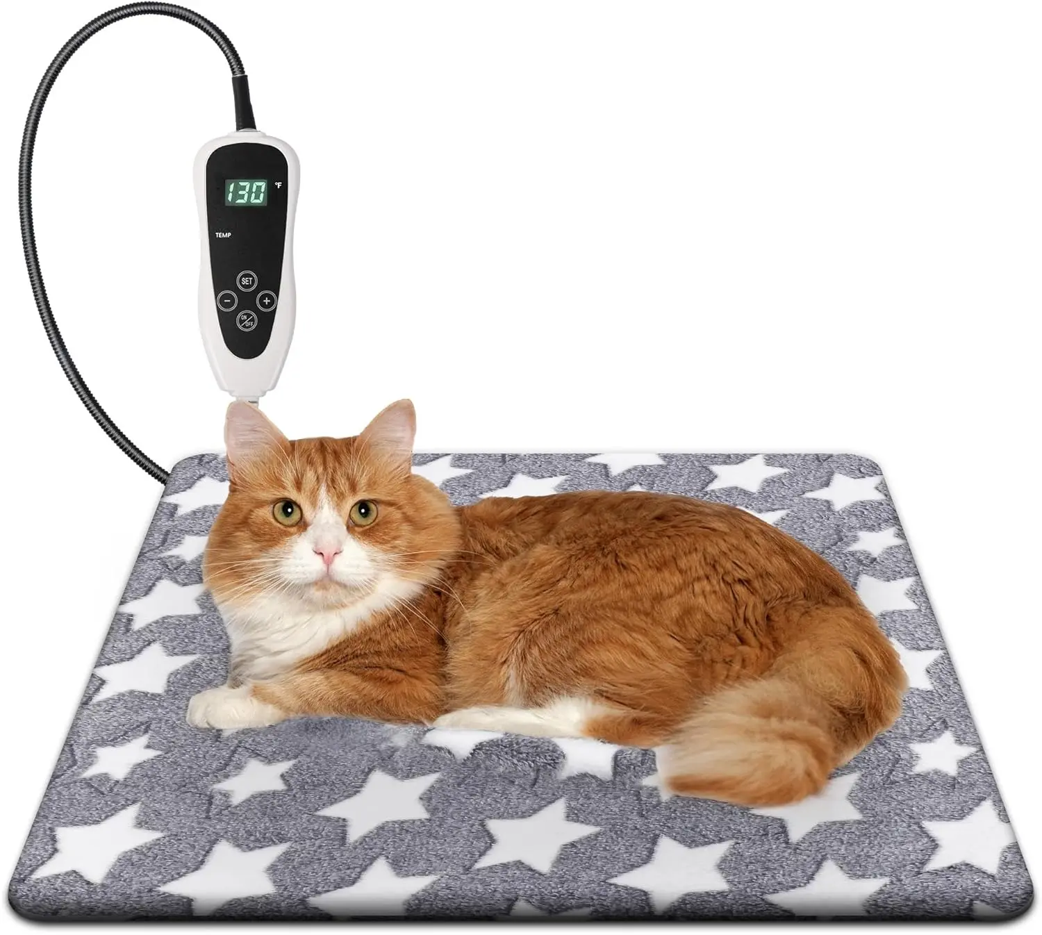 UPSKY Pet Heating Pad Electric Heating Pad for Dogs Cats Temperature Adjustable Heated Bed Mat with Timer Waterproof Indoor Warming Pad Chew Resistant Cold 12 Levels 80-130℉