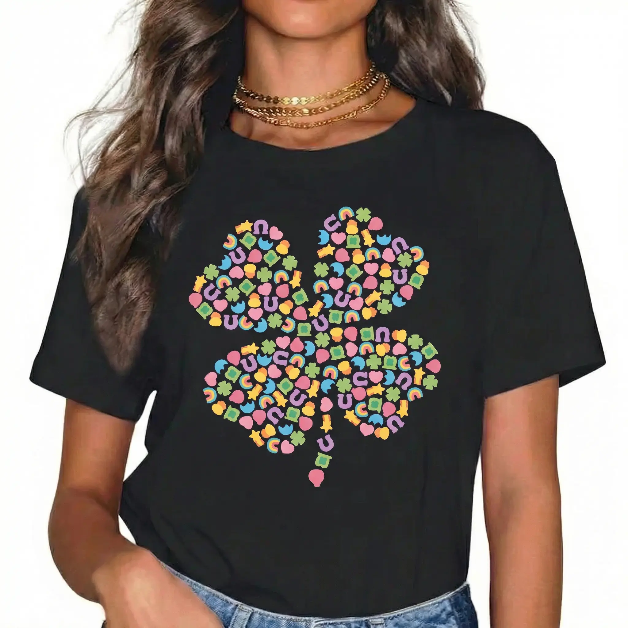 St. Patrick's Day Marshmallow Shamrock Sweatshirt, Unisex 100% Cotton Oversized Crewneck, Casual Streetwear Graphic Printed Top