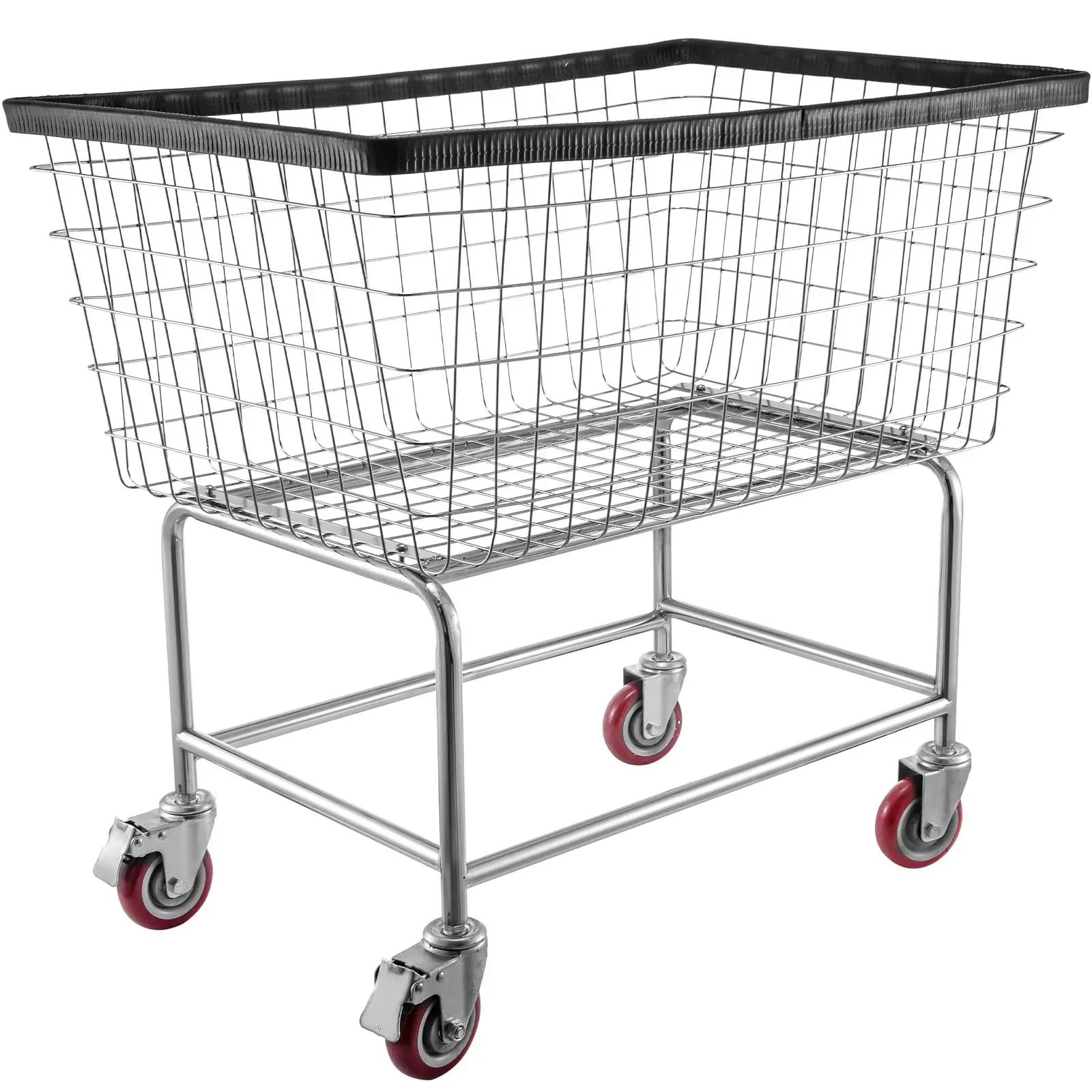 【Backtoschool】VEVOR Wire Laundry Cart, 4.5 Bushel Wire Laundry Basket with Wheels, 35\'\'x15.7\'\'x22\'\' Commercial Wire Laundry Basket Cart, Steel Frame with Chrome Finish, 5\'\' Casters, Wire Basket Cart for Lau Organiser