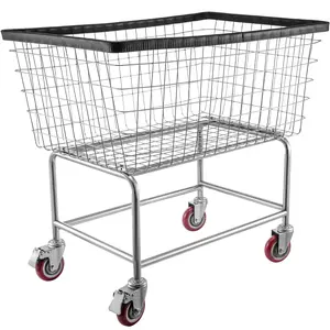 VEVOR Wire Laundry Cart, 4.5 Bushel Wire Laundry Basket with Wheels, 35\'\'x15.7\'\'x22\'\' Commercial Wire Laundry Basket Cart, Steel Frame with Chrome Finish, 5\'\' Casters, Wire Basket Cart for Lau Organiser