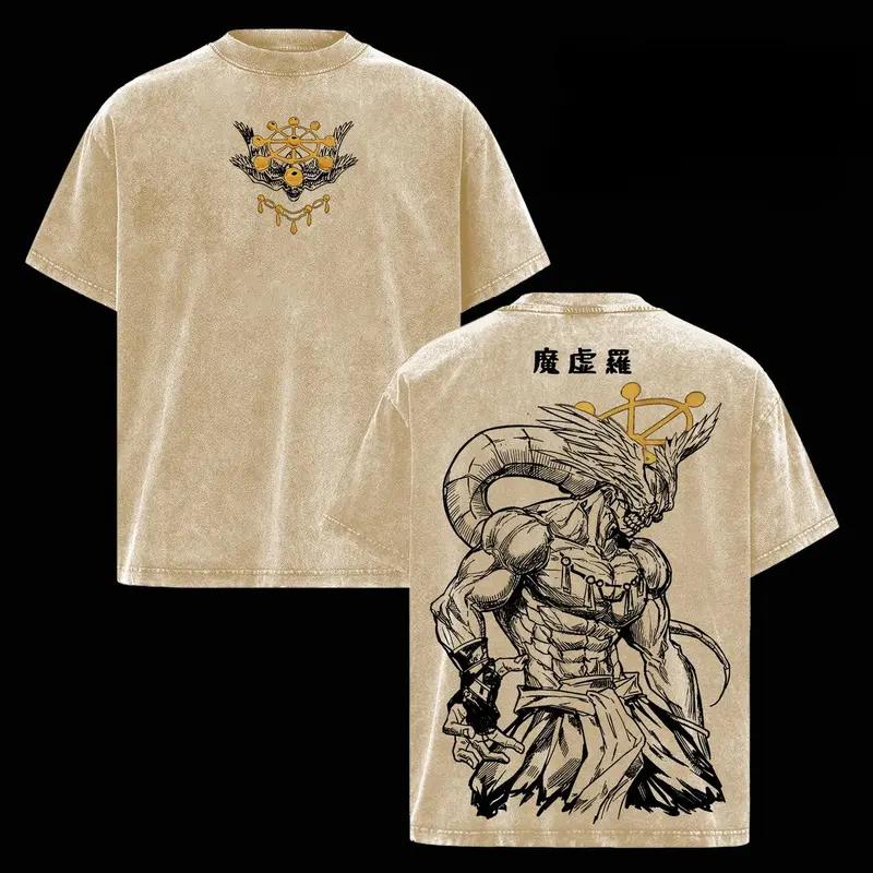 Mahoraga JJK Anime Graphic Tee, Vintage Washed Oversized Dark Anime Streetwear T-Shirt, Soft Cotton Unisex Apparel, Gift for Jujutsu Kaisen Fans quarter zip men lemon demon soulja boy outfit truck fit clothes gorlock destroyer