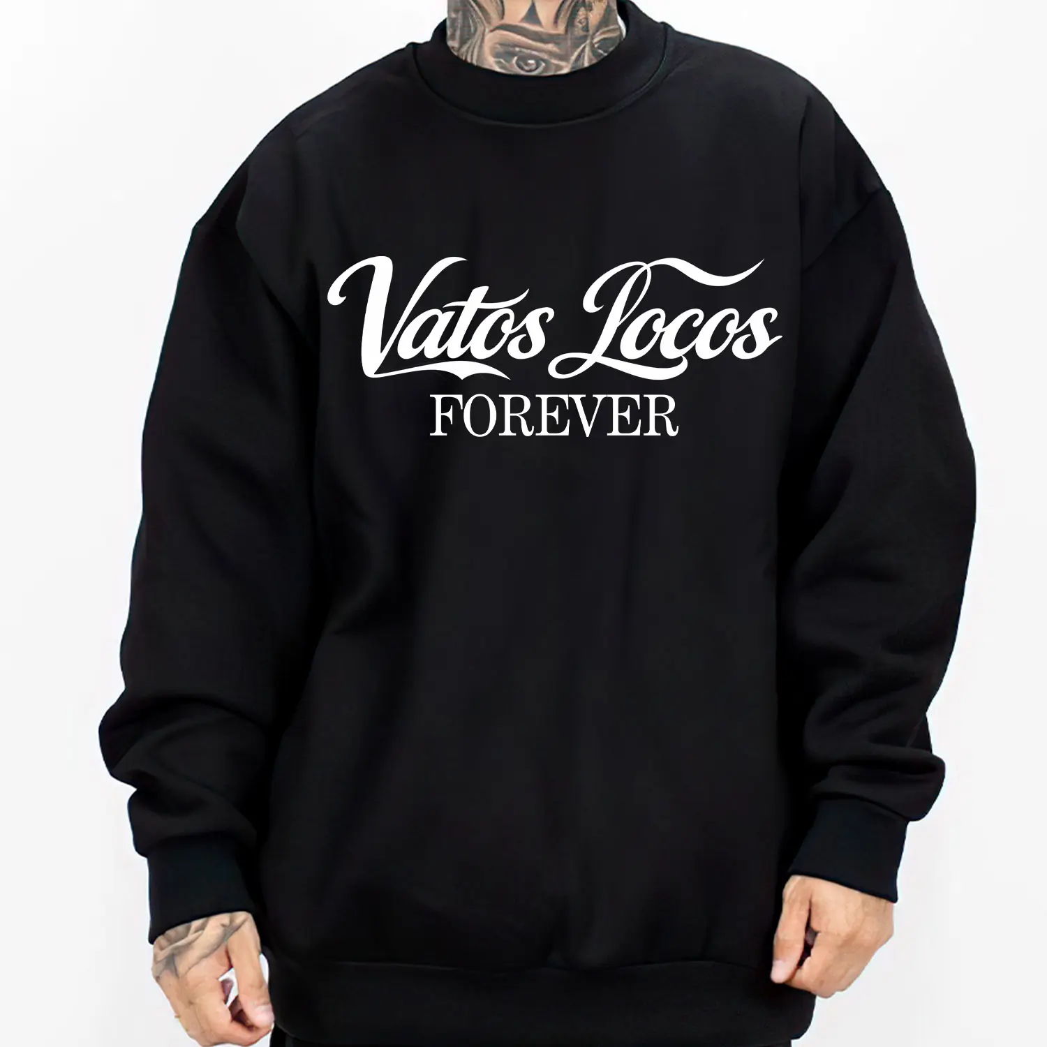 Men's Vatos Locos Forever Movie Typo Graphic Hoodie - Medium-Heavy Fabric, Comfortable Casual Tops, Chicano-Chicana Style, Valentine's Day Gift, Unisex for Men & Women, S-5XL Sizes (Button-Accented)