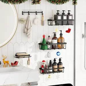 YASONIC Shower Caddy, 5 Pack Black Bathroom accessories ，Storage And Organization , No Drill Bathroom Shower Organizers With Removable Hooks, Rust Proof Shower Shelves For Inside Shower, Wall-Mounted Shower Holder dealsforyoudays