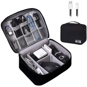 Electronics Organizer, OrgaWise Electronic Accessories Bag Travel Cable Organizer Three-Layer for iPad Mini, Kindle, Hard Drives, Cables, Chargers springtok