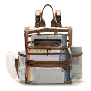 Miss Fong x MOMINSIDE Clear Backpack, Waterproof Transparent Book Bag for School for Stadium Sports Events for Concert Outfits, Makeup Bag Cosmetic Storage Bag for Toiletries & Cosmetics, Carry Luggage for Travel