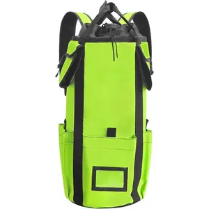 Arborist Rope Storage Bag Tree Climbing Rock Rope Bucket Backpack Rope Arborist Bag Large Capacity 1680D Thicken Nylon Material with Hand Straps, Side Pockets - Neon Green