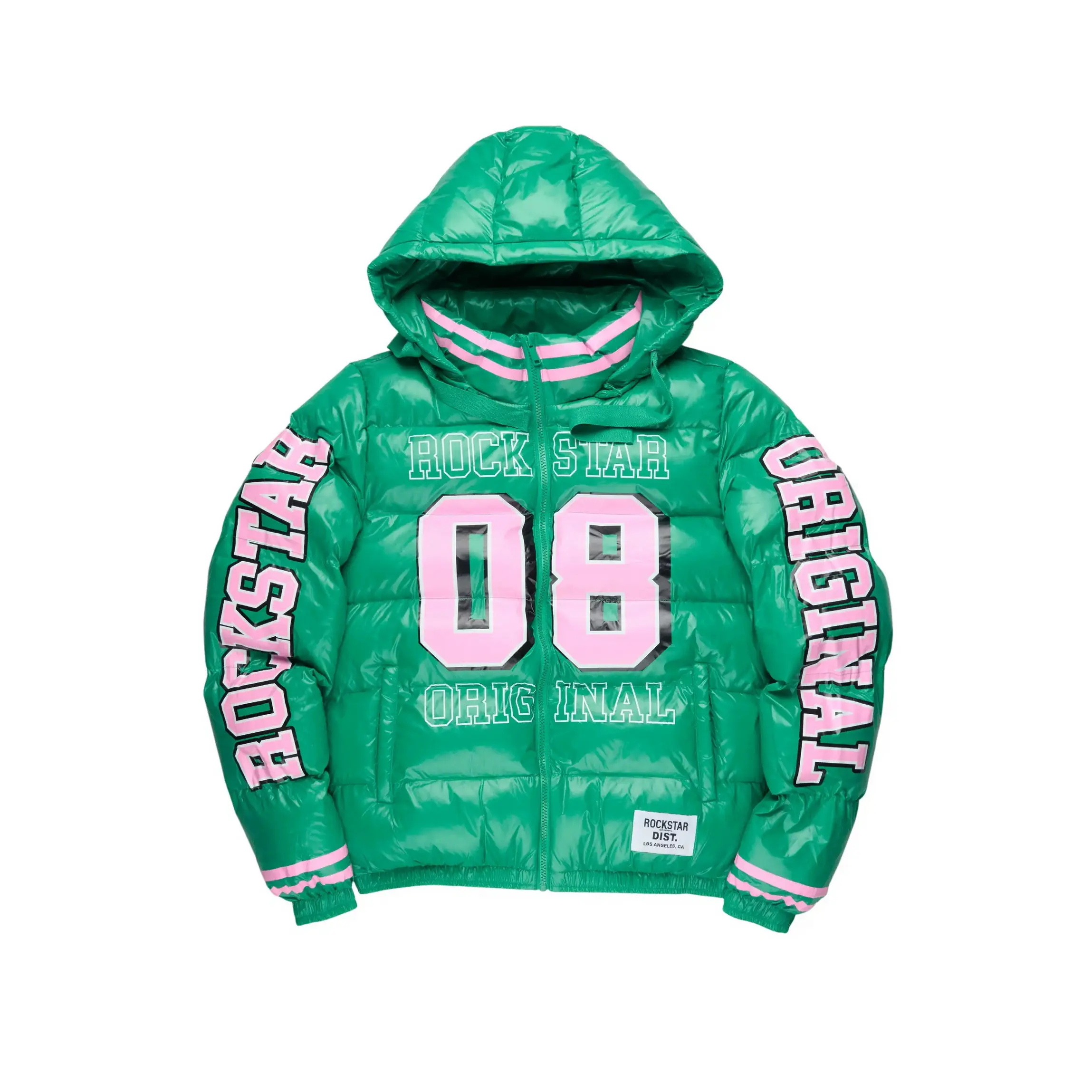 Kymberly Green/Pink Varsity Puffer Jacket Kymberly Green/Pink Varsity Puffer Jacket