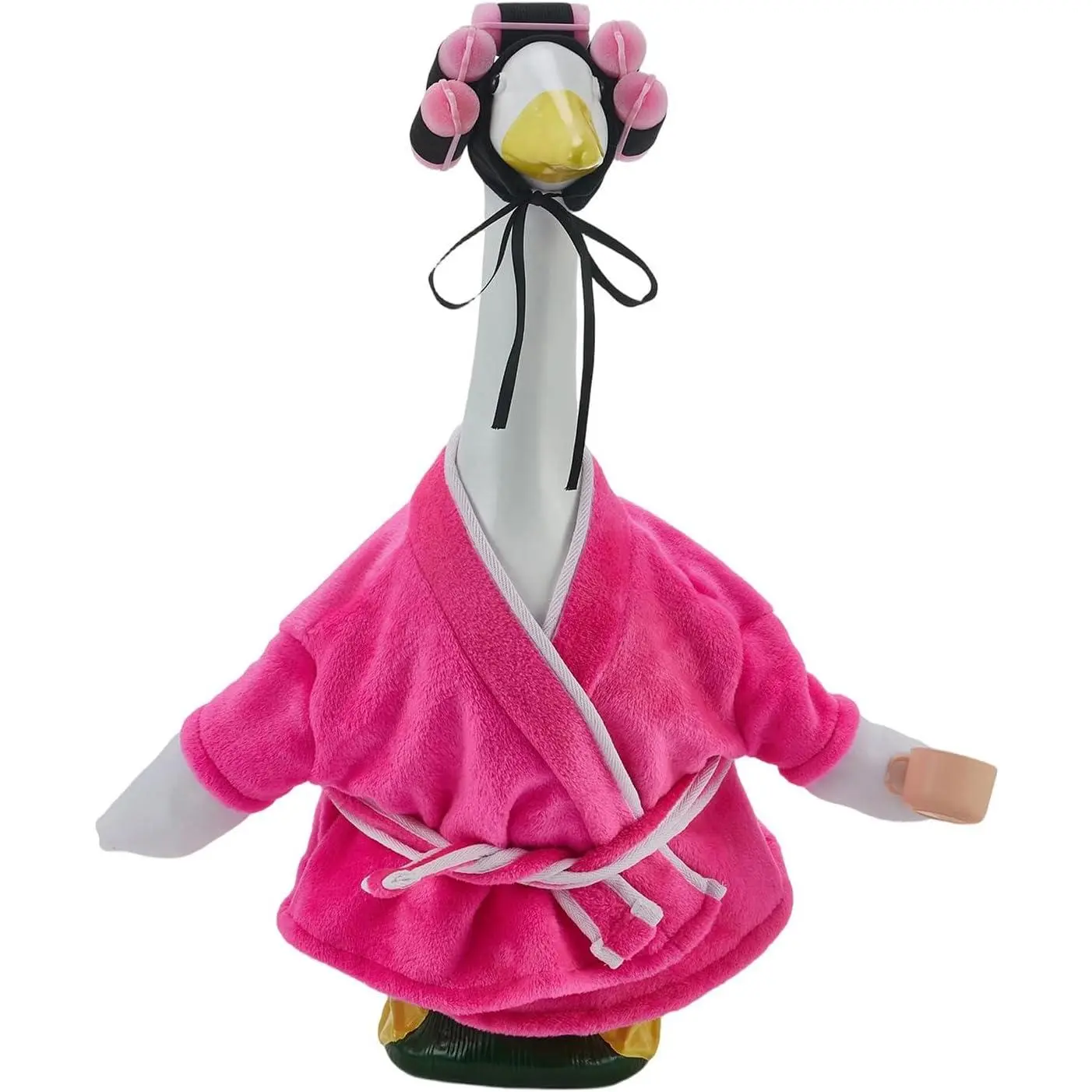 23-Inch Polyester Lady Porch Goose Decorative Prop - DIY Toy Costume with Curlers, Belt, Multi-Color Event Props for Outdoor Indoor Decorative Garden Use, Party Decorations, Party Decoration Supplies, Patio Yard Decoration