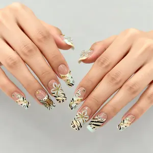 10pcs Handmade Holiday Nails  Reusable Nails 3D flower Press On Nails