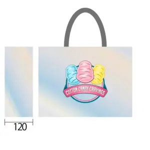 Cotton Candy Cravings Non-Woven Reusable Shopping Bag 400x300x120mm Lightweight Eco-Friendly Holographic Design for Grocery Events