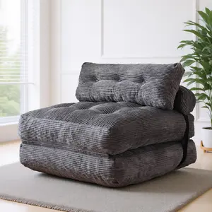【Summer Romance】Orienflex  Folding Sofa Bedwith Pillow, Convertible Sleeper Chair with BackSupport, Corduroy Portable Fold Out Chair Bed,Comfy Floor Sofa Lounge for Living Room, Single