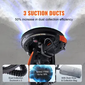VEVOR Drywall Sander 900W Brush Motor 800-1800RPM Variable Speed & Self-Suction