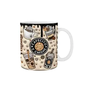 Cafecito y Chisme Dark Brown Mug Ceramic 15oz.