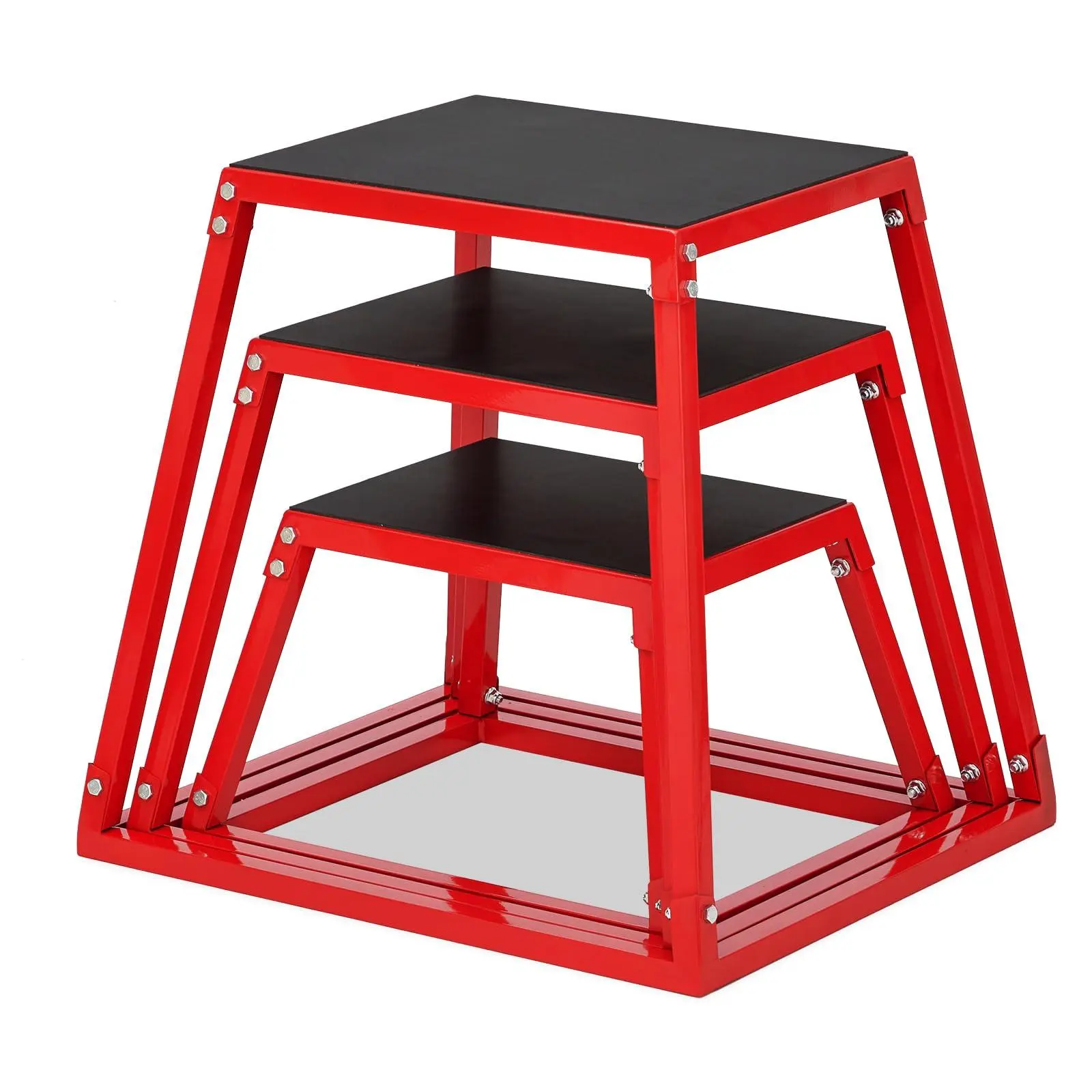 GAOMON Plyometric Jump Boxes Set, Heavy-Duty Steel Plyo Box with Non-Slip Rubber Top, Jumping Box Platform Conditioning Strength Training, Jump Platforms Step Up Boxes