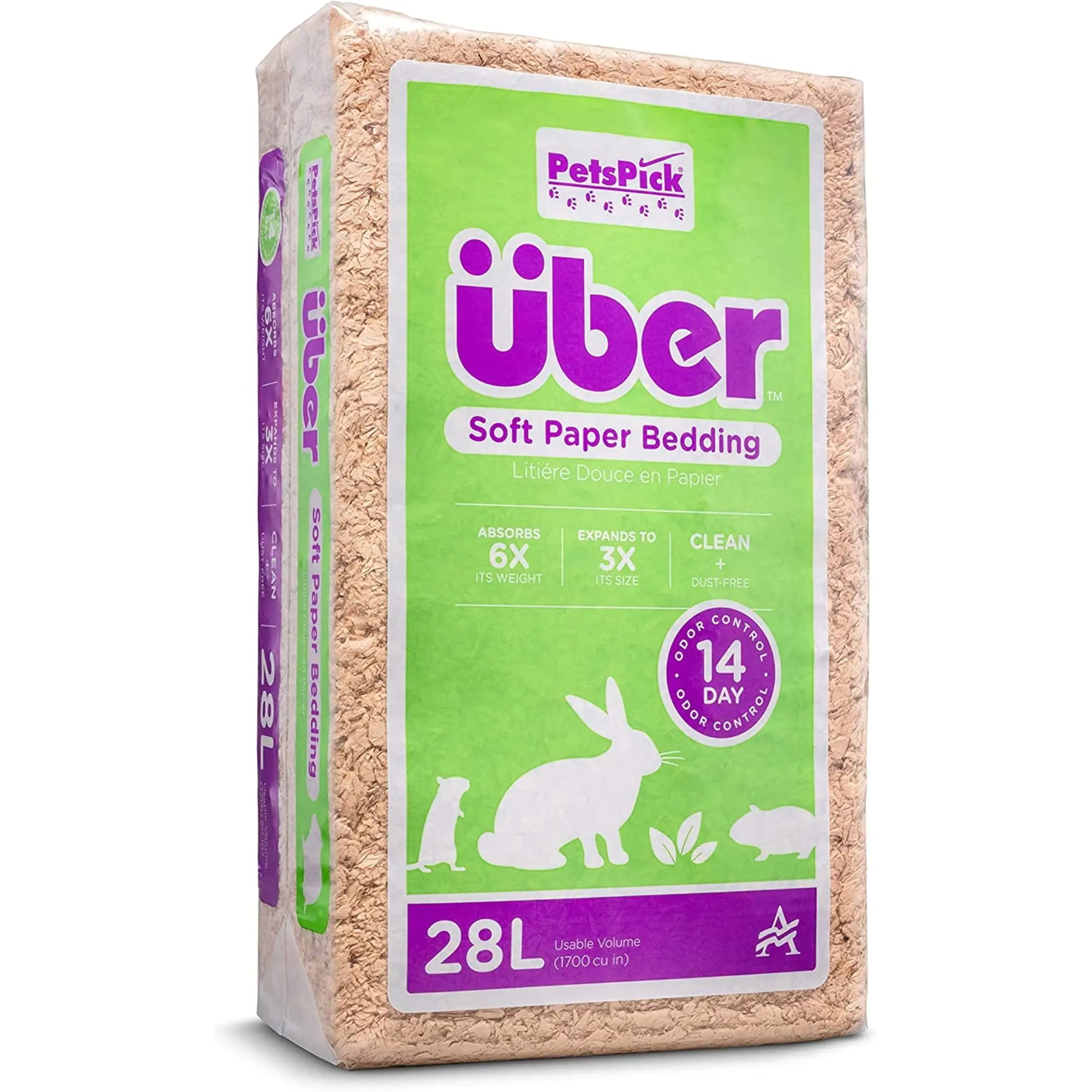 American Wood Fibers 80500-1700PBUBPK55 Uber Soft Virgin Shredded Paper Pet Bedding, 2.5 lbs, Natural, Dust-Free, Expands to 3x Size (Small Animal Habitat Supply), 99 Percent Dust-Free