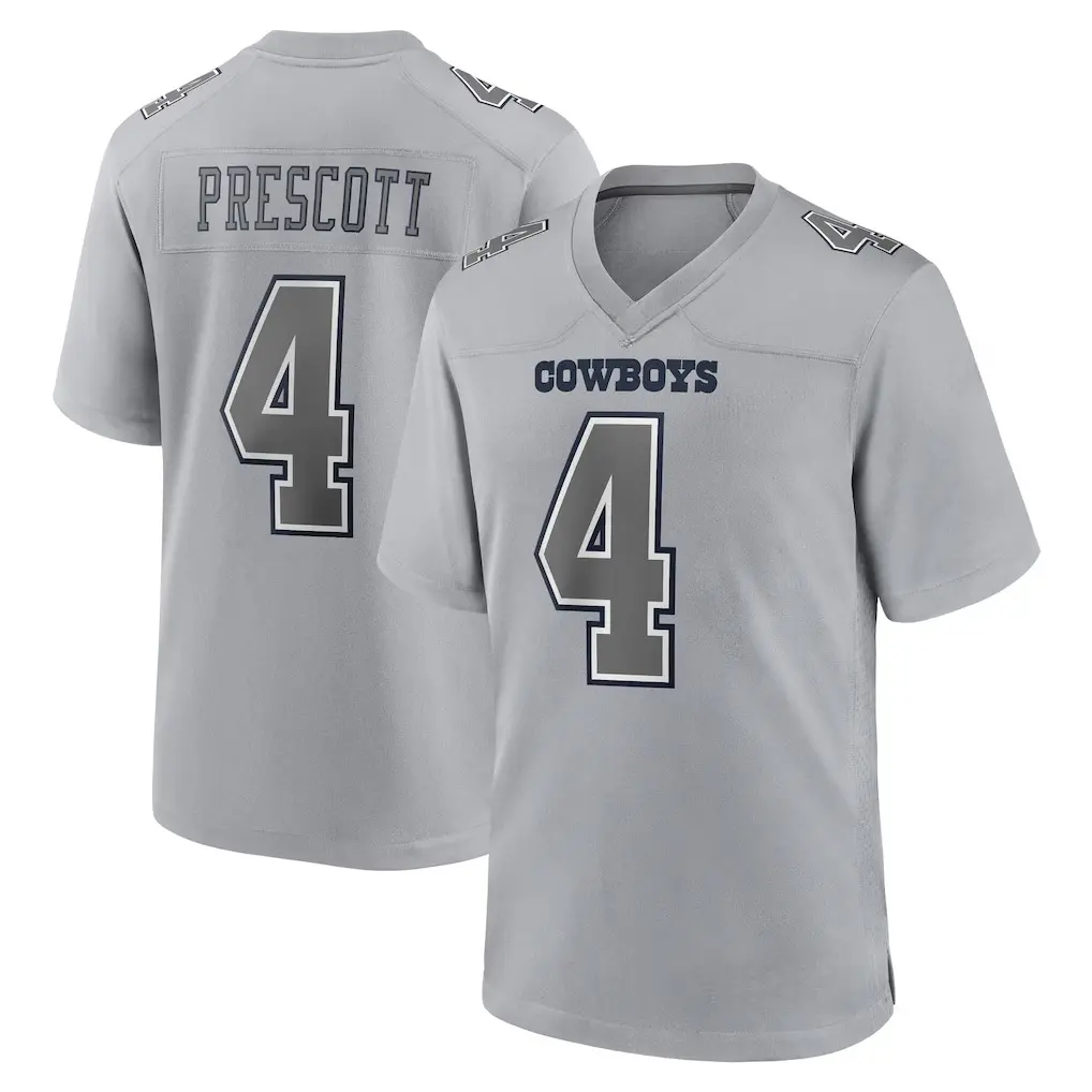 Unisex Football inspired by Dallas Team Prescott 4 Atmosphere Fashion Game Jersey - Gray