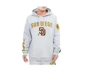 Pro Standard MLB San Diego Padres Stacked Logo Pullover Hoodie in Heather Grey | Men's