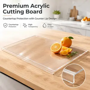 Transparent acrylic cutting board with countertop guard, scratch-resistant and easy-to-clean, non-porous, it is the ideal choice for kitchen food preparation and countertop protection.