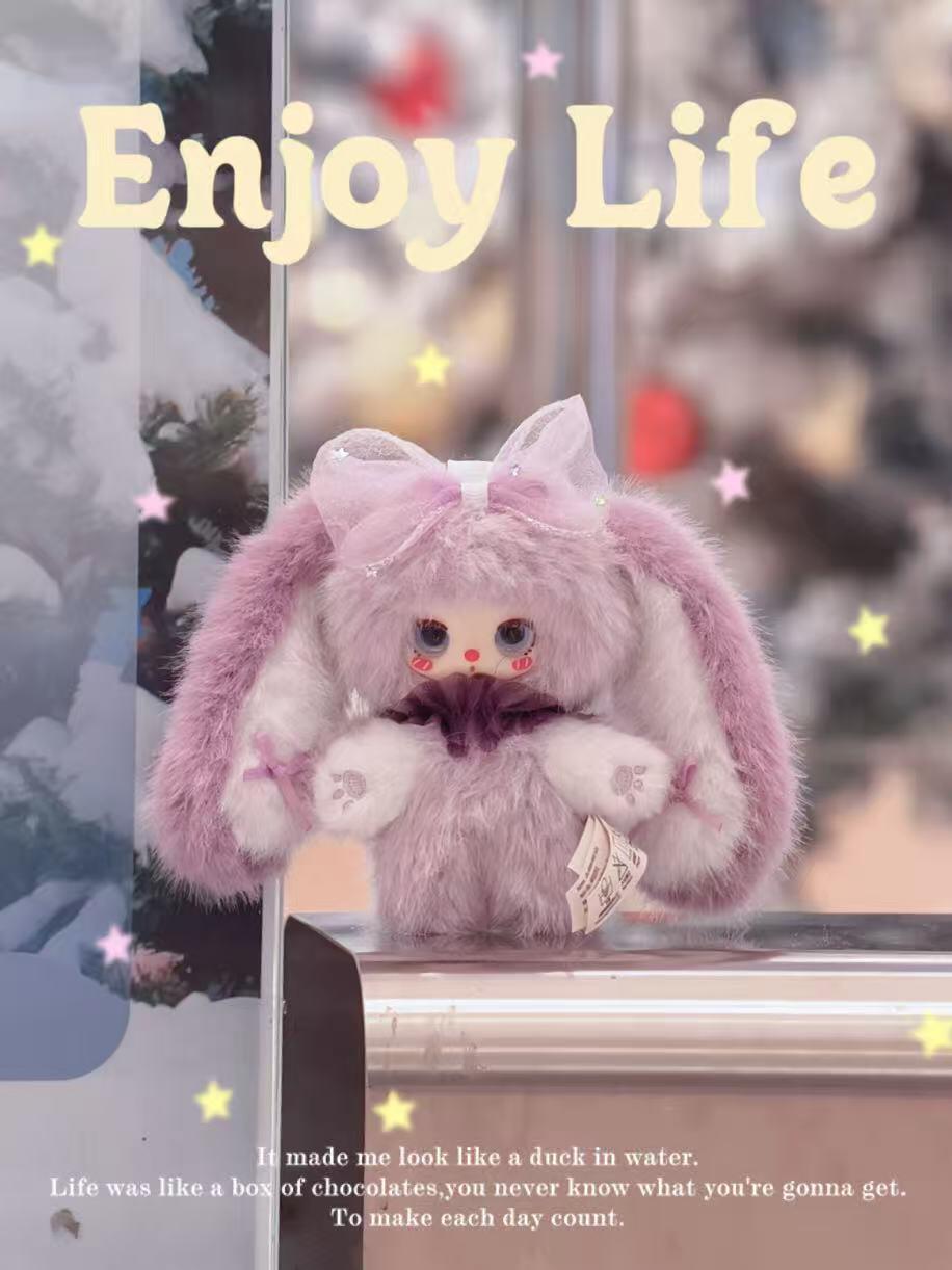 LISM Liila‘s rainbow candy rabbit plush toy doll，Bunny Plush Dolls，Soft Furry Collectibles，Backpack or clothing decoration，Stuffed Animal