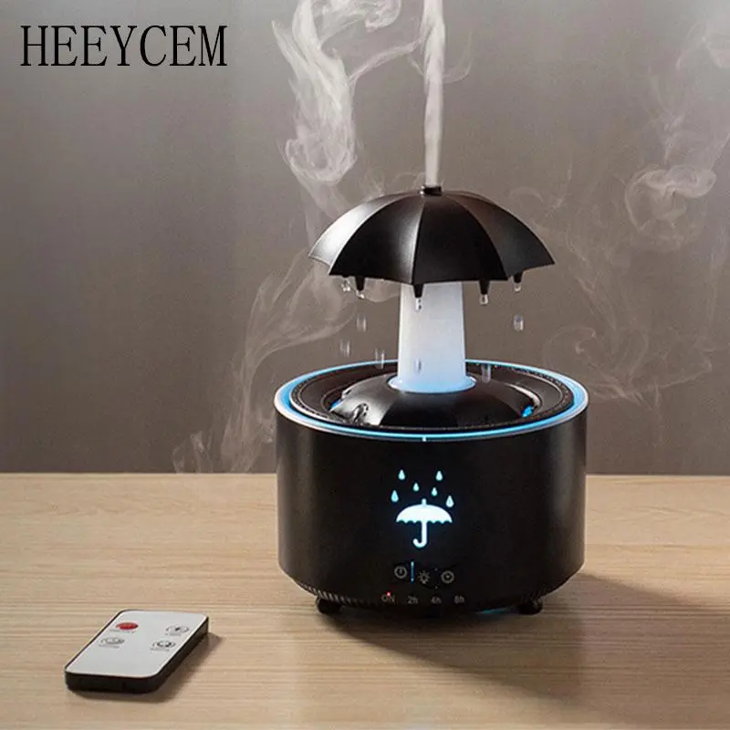 HEEYCEM Rotating Umbrella Design Aroma Diffuser, Fragrance Machine, 7-color LED Aromatherapy Diffuser, Aroma Diffuser Humidifiers, Air Humidifier with Remote, Timer Settings, Auto Shut-off, Rain Humidifier