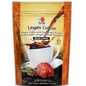 Reishi Extract Black Stick-Pack Instant Ganoderma Coffee - Mushroom-Infused, Youth-Focused Beverage, 20 Single-Serve Sachet Packs