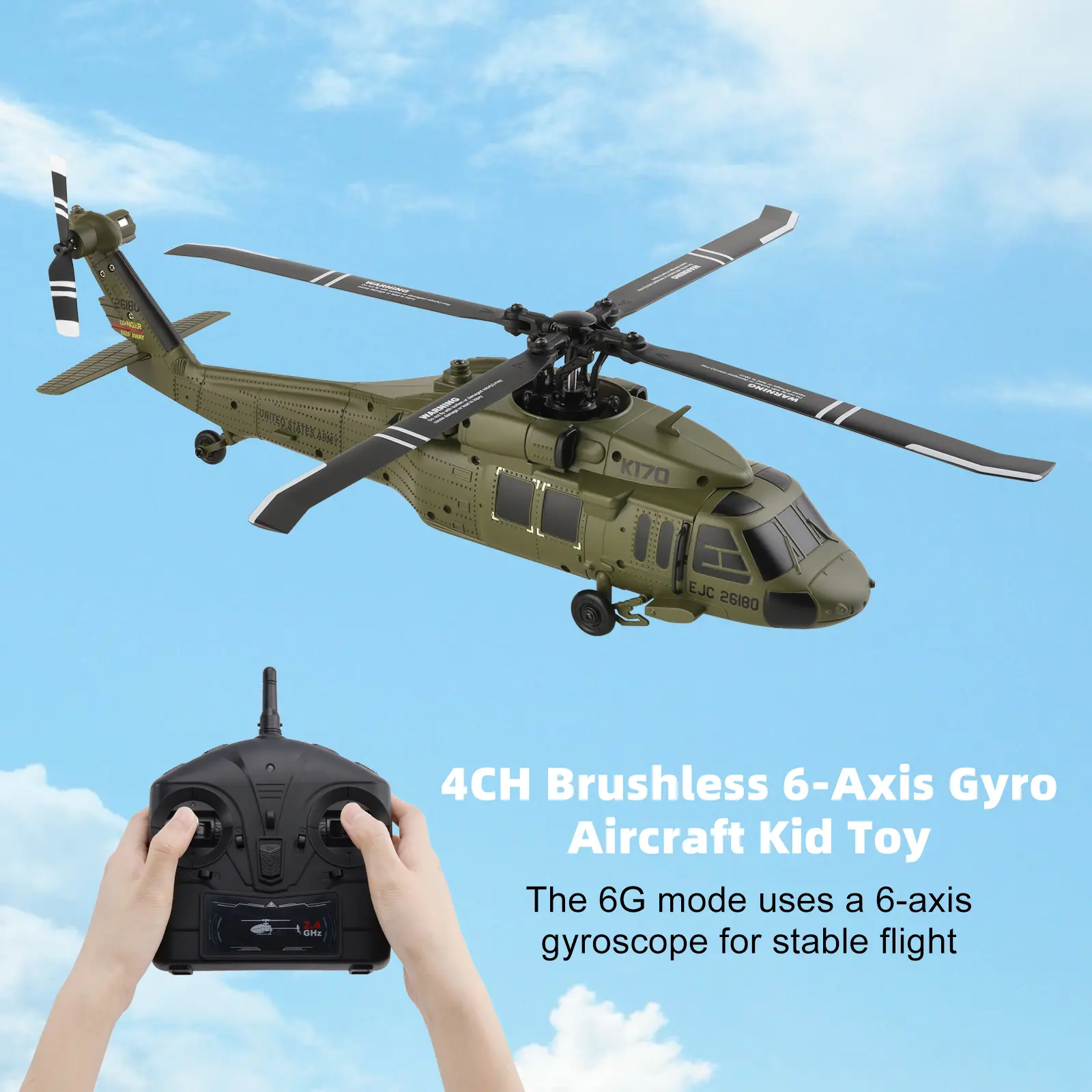 Remote Controlled Helicopter, 4-Channel Brushless 6-Axis Gyro Aircraft, Stress Relief Gift for Kids Adults