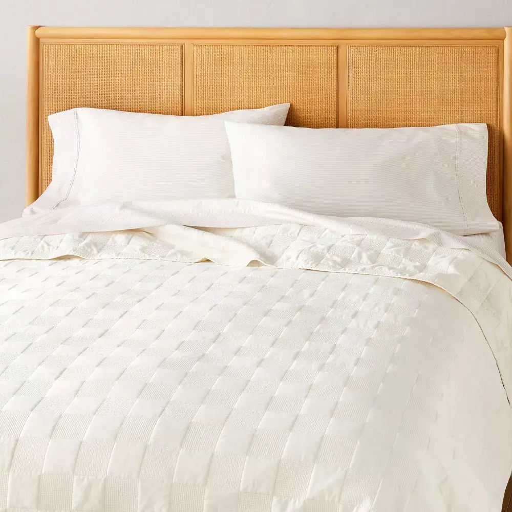 Checkerboard Stitch Quilt Cream - Hearth & Hand with Magnolia