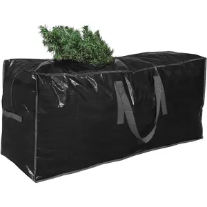 Christmas Tree Storage Bag Fits Up to 7.5 Ft Tall Disassembled Tree 45"x15"x20" Holiday Tree Storage Case Protective Zippered Artificial Xmas Tree Bag (7.5ft, Black)