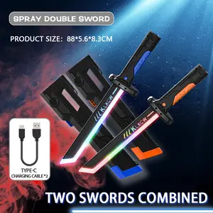 DIYCOM RGB Lightsaber USB Rechargeable Lightsaber with 7 Color Modes and Spark Effect for Home Party Cosplay New Year Gift