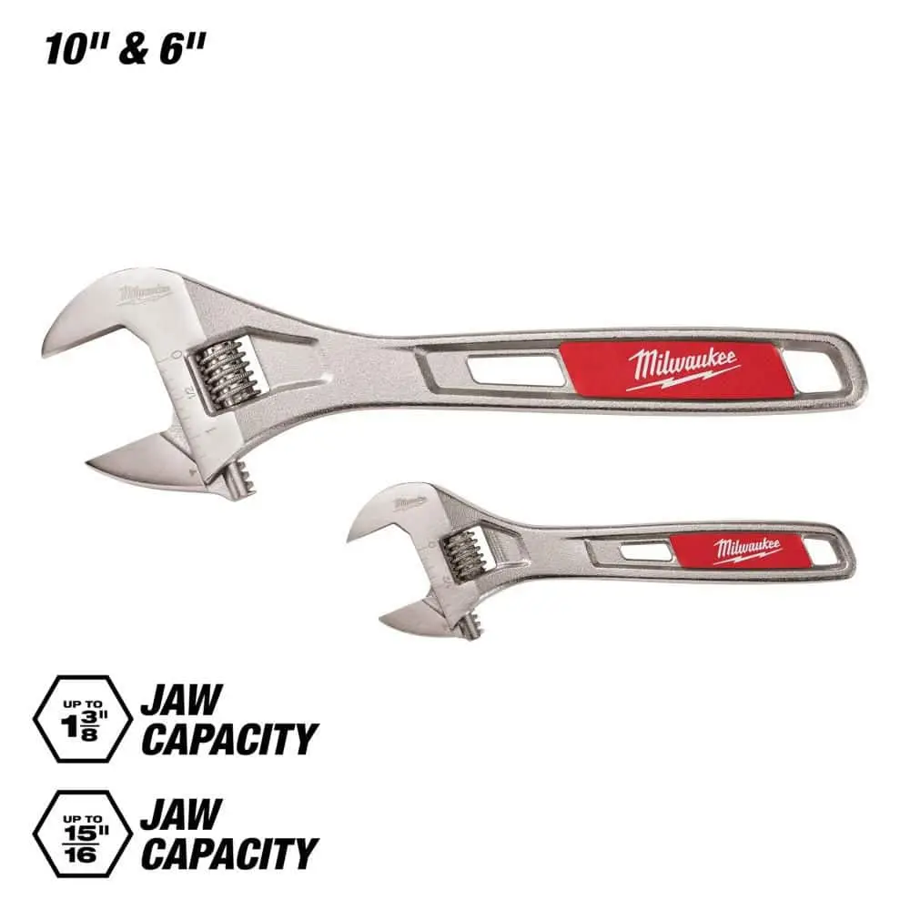 6 in. and 10 in. 2-Piece Adjustable Wrench Set 6 in. and 10 in. 2-Piece Adjustable Wrench Set