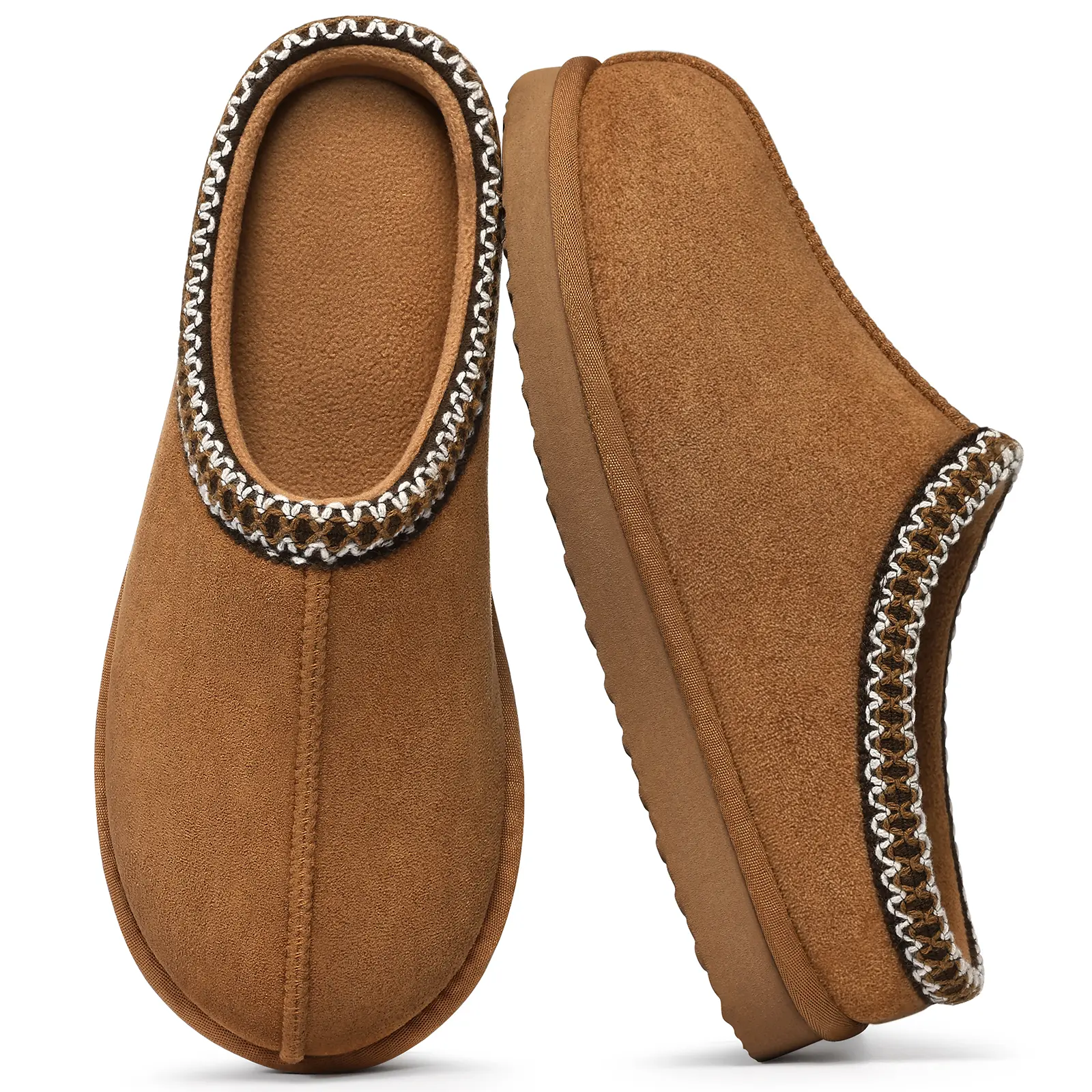 【Litfun】Women's Memory Foam Soft Fuzzy Slippers - Closed Toe, Faux Suede, Non-slip EVA Sole, Supportive Cushioned, Slip On, Winter, Machine Washable, Decorative Stitch, Indoor-Outdoor Indoor Home House Shoes for Women