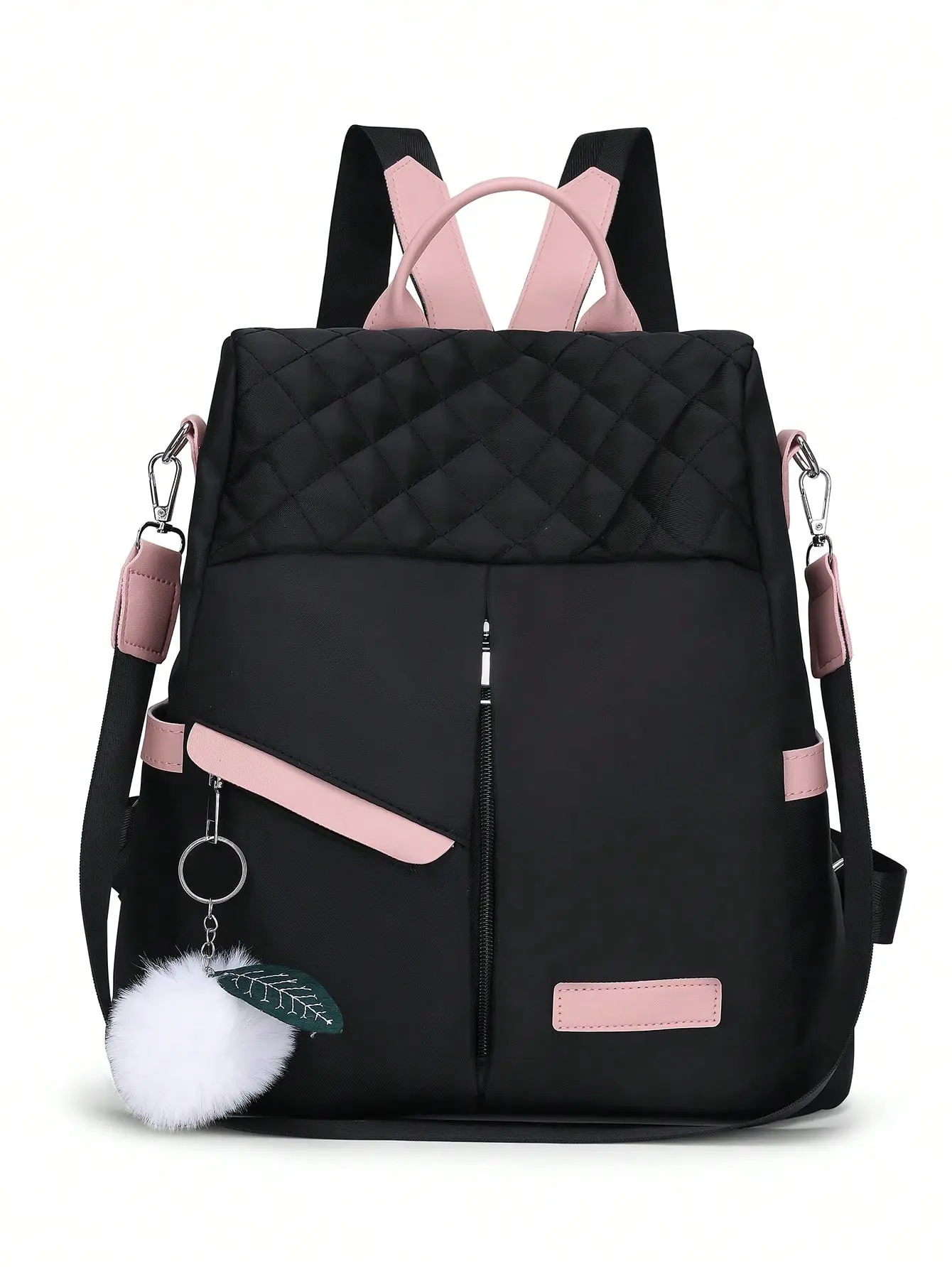 Women's Premium Logo Embroidered Anti-Theft Waterproof Commuter Backpack - Plush Pendant, Ideal for College Grad Students, Logo Embroidered Backpack, Waterproof College Backpack