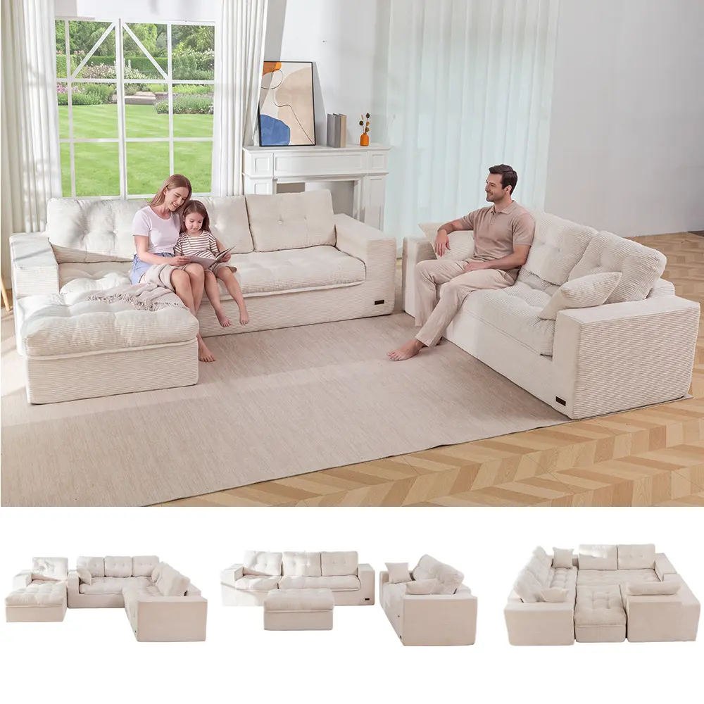 deals for you【3 Packs Shipped】MAXYOYO Modular Sectional Sofa with Ottoman and Loveseat, Cloud Boneless Couch with Layered Cushion, Flexible Module Combination Sofa for Living Room, No Assembly Required | Cloud Sofa | Compressed Sofa | summervibe