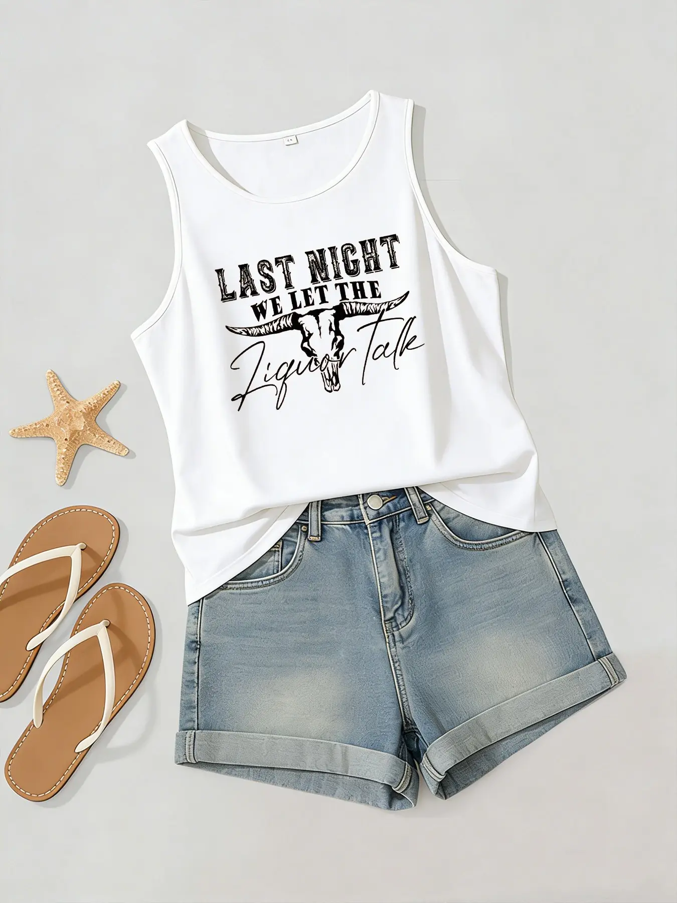 Country Music Shirt for Festivals, Sleeveless Loose-Fitting Baggy Tank Top, Animal Print, Perfect for Country Thunder and Rodeo Events