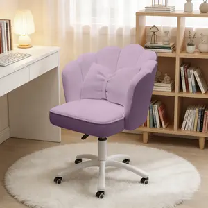 【Mother's Day】Office Chair Cute Petal Desk Chair, Modern Fabric Home Butterfly Chairs Height Adjustable Chair Makeup Chairs Computer Chairs