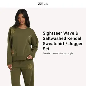 BILLABONG Sightseer Wave Crewneck Sweatshirt &Wave Jogger,80% Cotton Saltwashed[Two Options, Set Available]