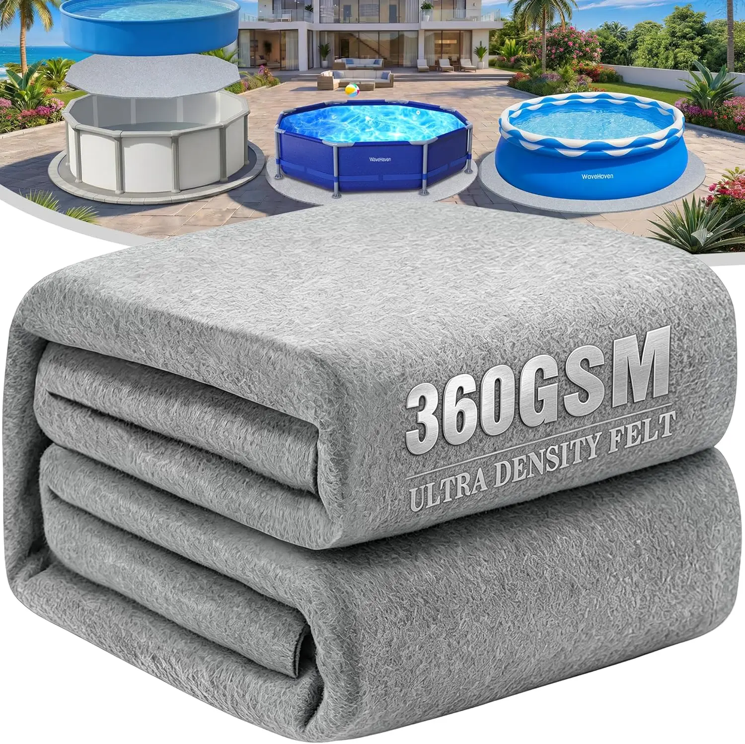 15FT Pool Liner Pad,Round Pool Liners for Above Ground Swimming Pools,360G/M² Thicker Heavy Duty Round Pool Liner Pad,Underneath Pool Mat, Swimming Pool Liners for Padding and Protection